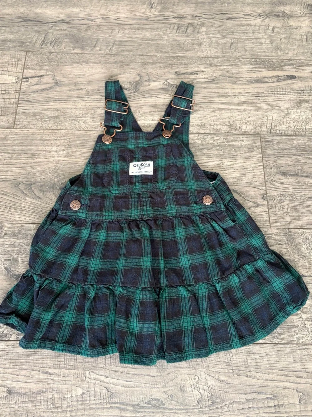 OshKosh B'gosh Plaid Tiered Pinafore Overall Dress (New)